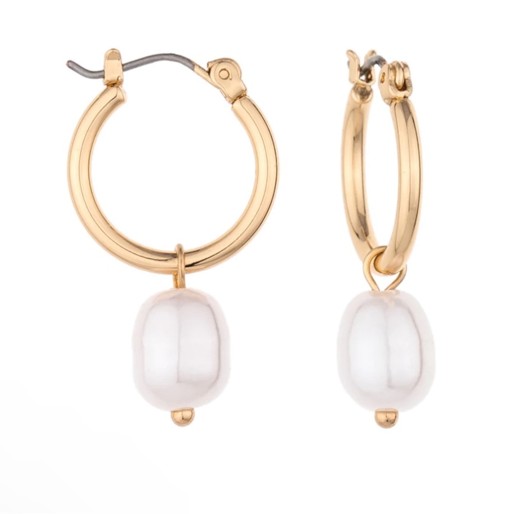 NEW Charged Pearl Huggie Earrings - perfect gift!